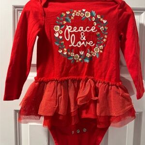Cat & Jack Red Peace & Love Bodysuit